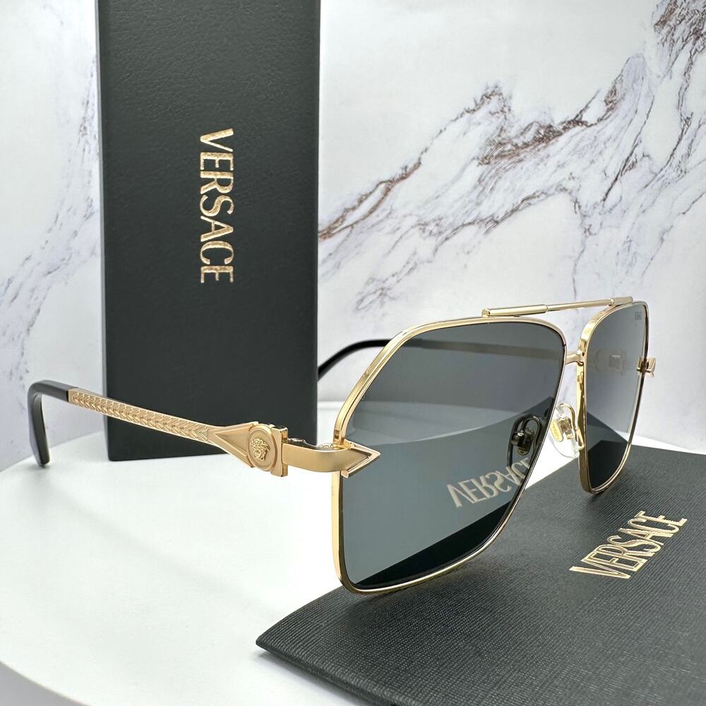 NEW VERSACE Gold Metal Sunglasses - Picture 6 of 16